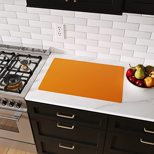 Image of GASARE, Set of 2, Extra Large, Thick, Silicone Mats for Kitchen Counter, Heat Resistant Mats, Countertop Protector, Non-Slip, Easy to Clean, 25 x 17 Inches x 1.4mm, Orange