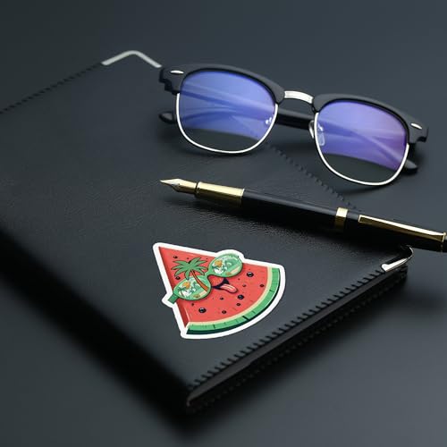 Image of Funny Watermelon Sticker Cartoon Summer Fruit Sunglasses Vinyl Decal Waterproof 5 Inch Laptop Water Bottle Cute Tropical Beach Sticker