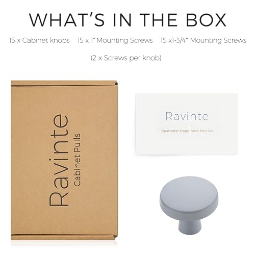 Image of Ravinte 15 Pack Drawer Pulls 1-1 /4 Inch Kitchen Cabinet Knobs Solid Round Dresser Drawer Knobs Grey Dresser Knobs Drawer Knobs Simple Cabinet Hardware for Cupboard Drawer Pulls