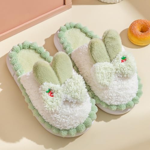 HANDKEI Women's Slippers Cute Rabbit Winter Anti slip Home Slippers Warm Plush Non slip Indoor and Outdoor Shoes2