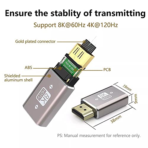 Image of Etzin 8K HDMI Female Adapter, Standard 2.1 Version, Male to Female Extension for Camera, Laptop, Ultra HD, 3D (EPL-951H)