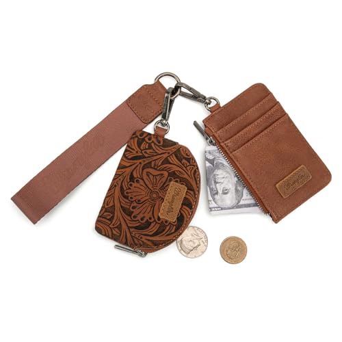 Image of Wrangler Keychain Wristlet Wallets for Women Western Dual Pouch Wristlet Credit Card Holder Wallet