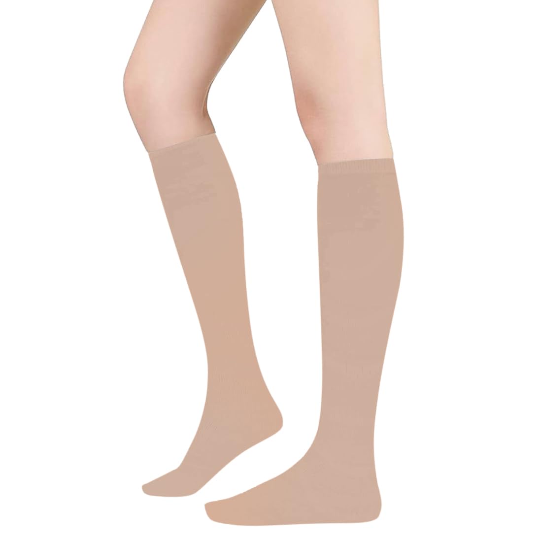 MUKHAKSH (Pack of 2 Pairs = 4 Socks Women Cotton Beige Knee Length Knee High Socks - Image 5 thumbnail
