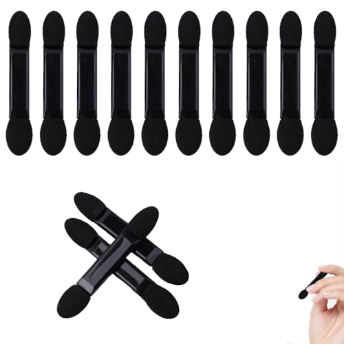 メイクブラシ 化粧ツール アイシャドウブラシ ダブル スポンジチップ 使い捨て 携帯便利 ブラック 化粧・出張・旅行用 業務用 50本入り