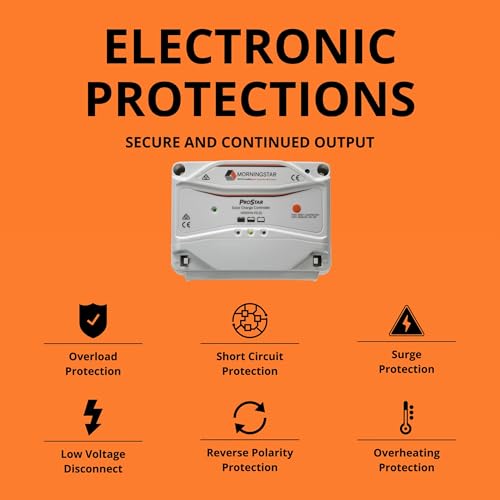 Image of Morningstar ProStar 15A PWM Solar Charge Controller, Panel Regulator | Off-grid regulator, LVD, lighting control, MODBUS, HazLoc rated, self-diagnostics, LA and lithium battery support