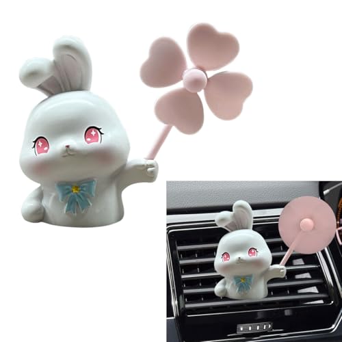 Image of Cute Rabbit Car Air Vent Clips, Rotating Windmill Car Air Conditioner Outlet Clip, Animal Car Dashboard Air Vent Trim Clip, Auto Interior Decoration Accessories (Rabbit)