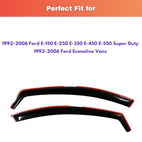 Image of KPY Rain Guards Fit for 1992-2006 Ford E150 E250 E350 E450 E550 Super Duty, in-Channel Window Visors Vent Wind Deflectors 2PC, Truck Accessories for 1992-2006 Ford Econoline Vans