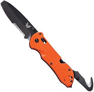 Benchmade - Triage 916SBK-ORG, Orange Handle, Triple Utility Tool, Knife, Safety Hook and Glass Breaker, Made in the USA