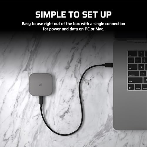 Corsair EX400U 2TB USB4 Portable External Type-C SSD – Up to 4,000MB/s Read, 3,600MB/s Write, USB 3.2 Gen2 2x2, Plug and Play, Thunderbolt 4, MagSafe, Includes 40Gbps Cable, Windows PC, iOS Mac – Gray