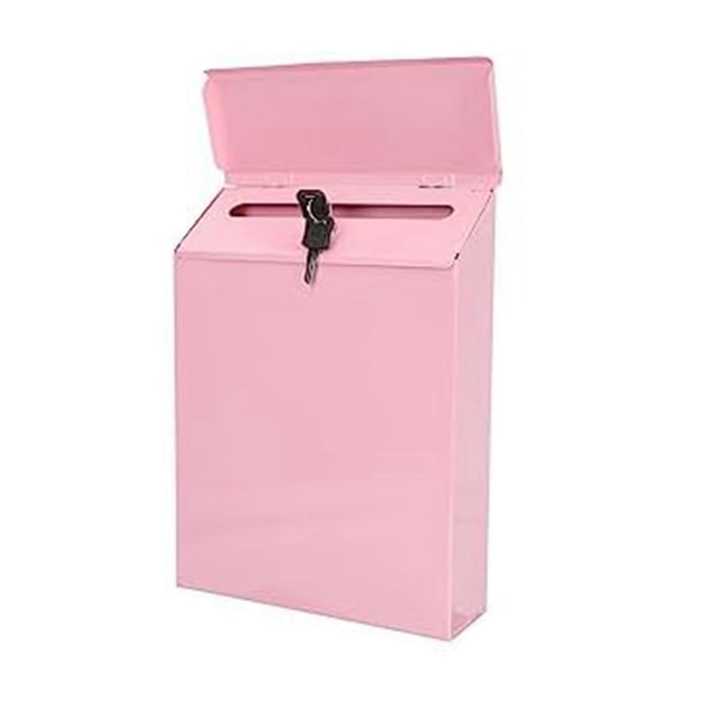 Sichuny Pink Wall Mounted Mailbox, Lockable Post Box With Key, Suitable For Home Office,