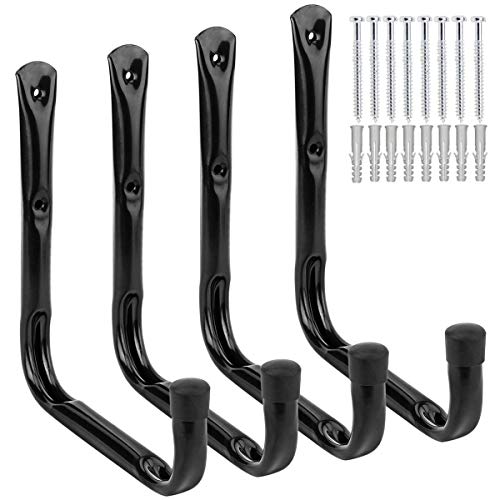 Garage and Garden Storage Utility Hooks Heavy Duty Jumbo Arm Hanger (4 Pcs Black 8