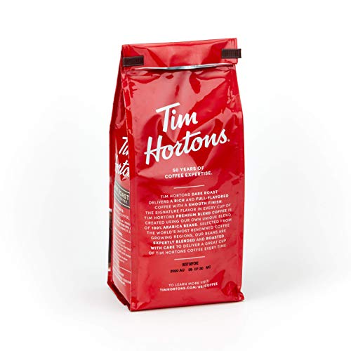 Tim Hortons Dark Roast, Rich Ground Coffee, Perfectly Balanced, Always Smooth, Made with 100% Arabica Beans, 72 Ounce, 12 Oz (Pack of 6), Red