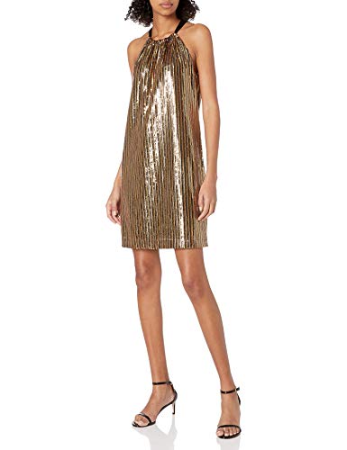 Trina Trina Turk Women's Juju Halter Neck Dress, Metallic, Medium