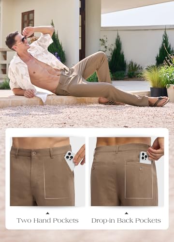 Image of Willit Men's Linen Pants Casual Linen Dress Pants Beach Summer Lightweight Trousers 28 inch 30 inch 32 inch