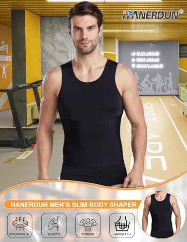 HANERDUN Men Compression Shirt Slimming Body Shaper Vest Tummy Control Shapewear Abdomen Undershirt2