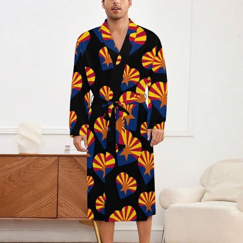 Arizona Flag Heart Soft Robe Long Sleeve Bathrobes V Neck Sleepwear Spa Robes with Belt Men Woman2