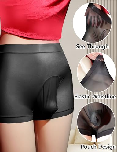 FEOYA Men's Ice Silk Boxer Briefs Sweat Absorbing Fitness Pouch Bulge Underpants See Through Trunks Underwear4