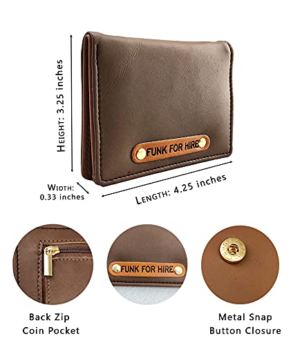 Image of Funk For Hire PU Leather Unisex Card Holder Wallet Pocket Organiser - Brown