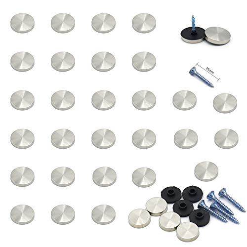 YouU 28 Pcs Mirror Screws Stainless Steel Screw Cover/Cap Fasteners Decorative Mirror Sign/Advertising Hardware Nails Construction(Silver? (12mm)