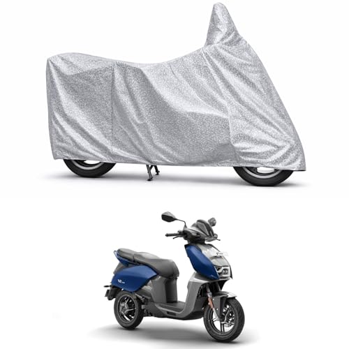 Image of 100% Waterproof Two Wheeler Body Cover Multi Layered Fabric Designed for Hero Vida V2 | Belt Buckle Lock | Silver Mag