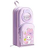 Pink Cute Pencil Case for Girls , Large Zippered Pen Pouch Organizer with Aesthetic Design Kids School Supplies canvas Marker Bag Travel Stationery Box back to school gift Gift for girls (purplr)