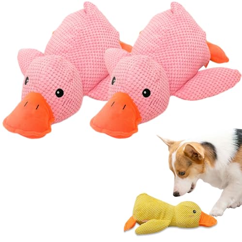Auiepet Quack-Quack - Juguete de pato para perro, juguete calmante para perros 2024, juguete de pato suave y duradero de peluche amarillo para masticar, juguete de pato para perro con sonido de
