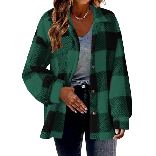 Women Long Sleeve Jacket Shacket Outfit for Women High Neck Plaid Warm Fuzzy Winter Fall Shacket 20252