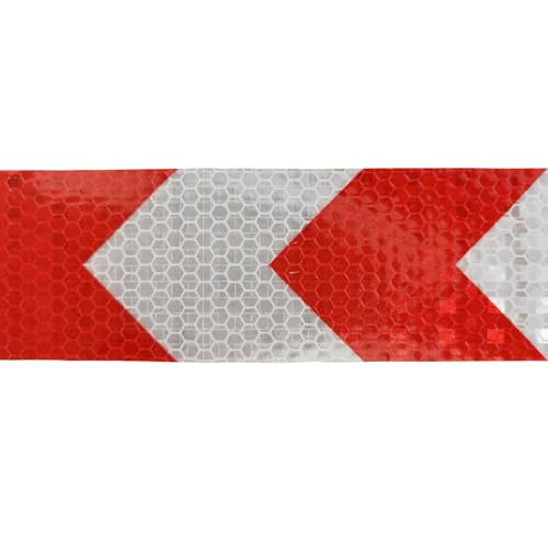 IDEA HOME Markierungsklebeband 50 mm x 5 m Selbstklebendes Absperrband Gestreiftes Warnband zur Boden und Sicherheitsmarkierung, Reflektierend, Pfeil, Weiss/Rot