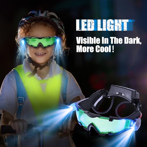 ALLOMN night vision goggles for kids, kids night vision goggles with Adjustable Flip-Out LED Lens for Racing, Bicycling, Skiing & Outdoor Adventures to Protect Eyes