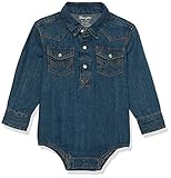Wrangler Baby Boys' Western Long Sleeve Denim Bodysuit, 0-3 Months