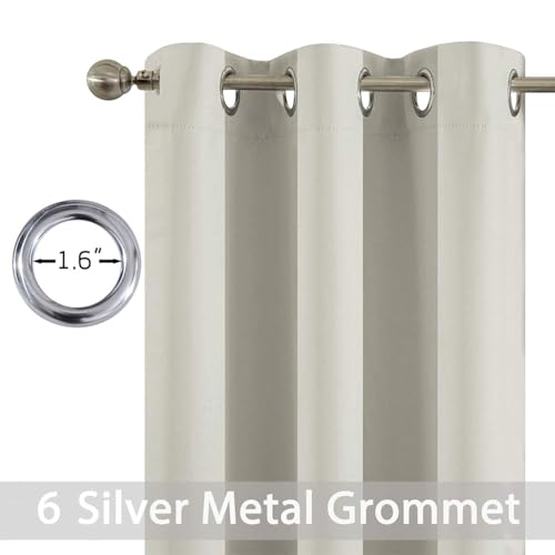 Yakamok Room Darkening Thermal Insulated with Grommet Window Curtain for Bedroom, 38Wx36L inch, Light Reducing Drapes for Living Room,Light Beige, 2 Panels