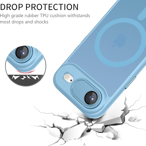 Image of Elzzi Magnetic for iPhone 17 Air Case, Upgraded [Full Camera Protection] [Compatible with Magsafe] [Translucent Matte] Shockproof Protective Phone Case for Men & Women - Mist Blue