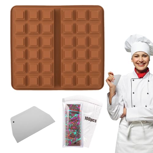Molde de barra de chocolate profundo, molde de barra de chocolate de silicona | Moldes gruesos para bandeja de hielo fondant de silicona,Molde rectangular de silicona para, juego de fabricación de c
