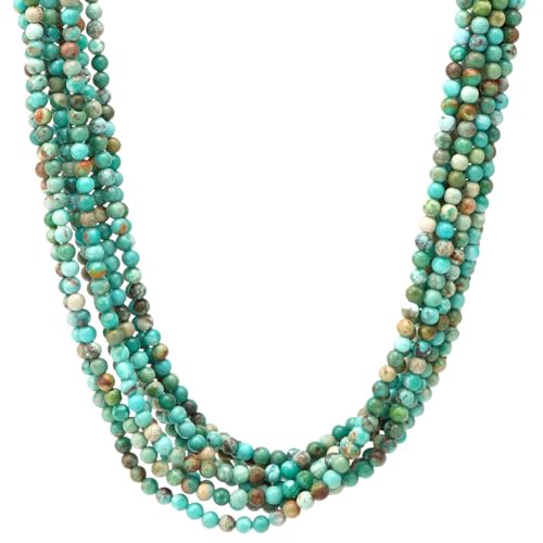 上質天然石トルコ石丸玉ネックレス33粒