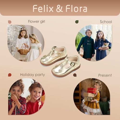 Image of Felix & Flora Toddler Girl Mary Jane Dress Shoes - School Oxford Flats for Girl Party Shoes.