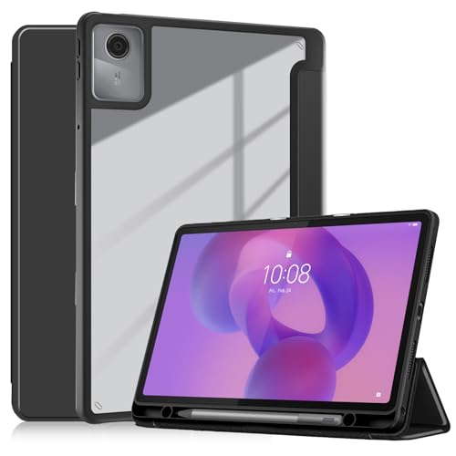 ATOOZ for Lenovo Idea Tab 11 Case with pen holder 2025 Clear Back Cover for Lenovo 11 inch Tablet 2025 (Black)