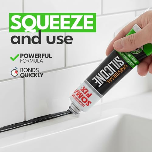 Image of Black Silicone Caulk (No Gun Needed) Flexible & Waterproof Caulking Tube | Silicone Sealant for Bathroom, Kitchen, Aquarium, Sink, Window, Countertop - 1.7 fl.oz