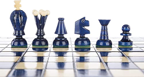 Set de ajedrez artesanal de madera plegable con tablero miniatura 3