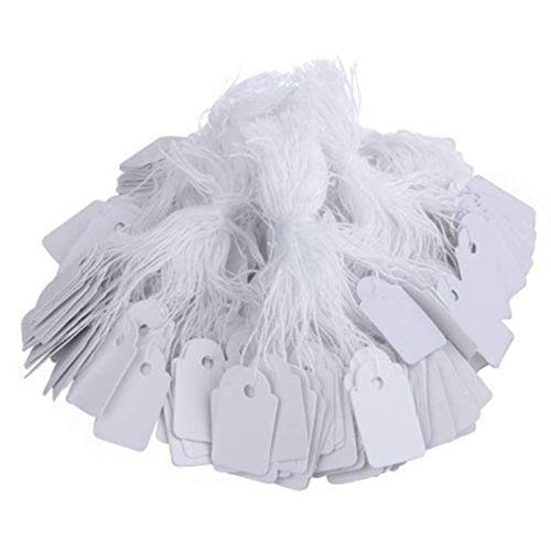 KBOLAE 100pcs Price Tags Tie On White Strung Display Sales Blank Paper Price Labels
