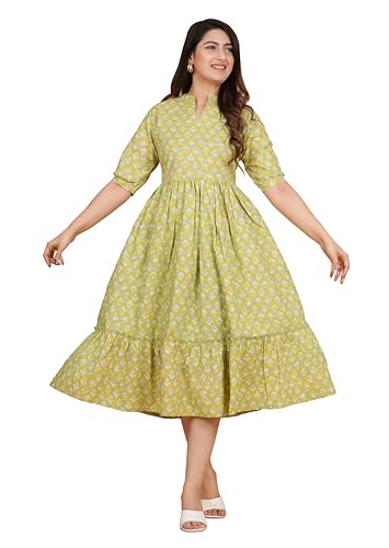 Image of Kuruti B Sheets Women's Cotton Floral Printed Regular Fit Anarkali Kurta for Women