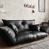 ESRADA Japanese Style Leisure Sofa Bed for Small Living Rooms and Bedrooms, Double Tatami Design, Foldable Multi-Functional Couch Cotton and Linen Black