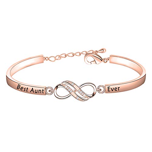BEKECH Bracelet pour tante de nièce, neveu « Best Aunt Ever Infinity » - Cadeau d'anniversaire pour une nouvelle tante, Small, Cuivre, /NA.