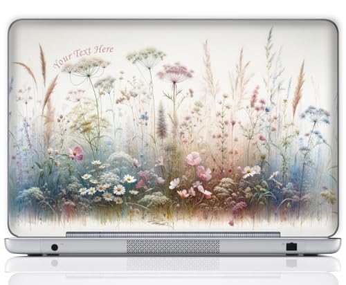 Image of Custom Design Personalized Laptop Skin Sticker Cover Art Decal, Customize with Your Name or Text (12 Inch, Wild Flowers 1)