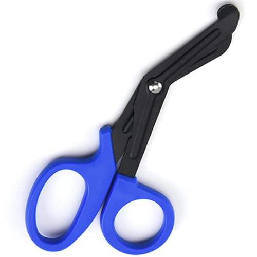 Phefop Tijeras de Vendaje de Acero Inoxidable y PP Las Tijeras Múltiples Portátiles Portátiles Dobladas para la Emergencia en el Hogar Siempre Listos de Primeros Auxilios (BLUE)
