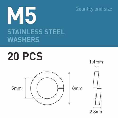 BOUMVID 20 Stück Federringe M5, Federring Form B nach Federring Glatt, 304 Edelstahl DIN 127 A2 V2A Spiralförmige Federscheibe Federscheiben Sprengring Unterlegscheiben