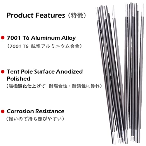 image for Azarxis Aluminum Rod Tent Pole Replacement Camping Accessories, Multif