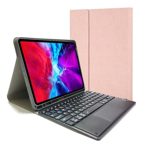 Teclado para iPad Mini 7 rosa y funda con textura de tela ideal para estudiar y trabajar fuera