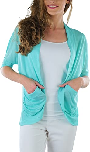 Image of ToBeInStyle Womens Open Front Casual Shrug Lightweight Layering Cardigan Sleeveless or Short Sleeve