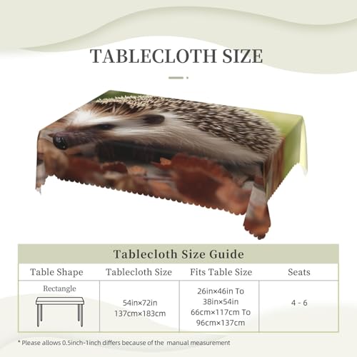 Nappe rectangulaire motif hérisson imperméable, la décoration de table rustique et durable