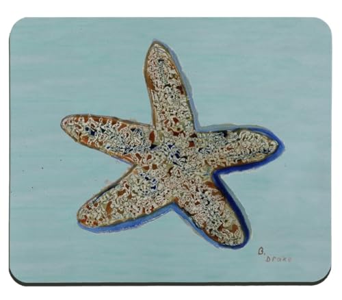 Betsy Drake MP604C Aqua Starfish Mousepad - 9.25 x 7.74 in.